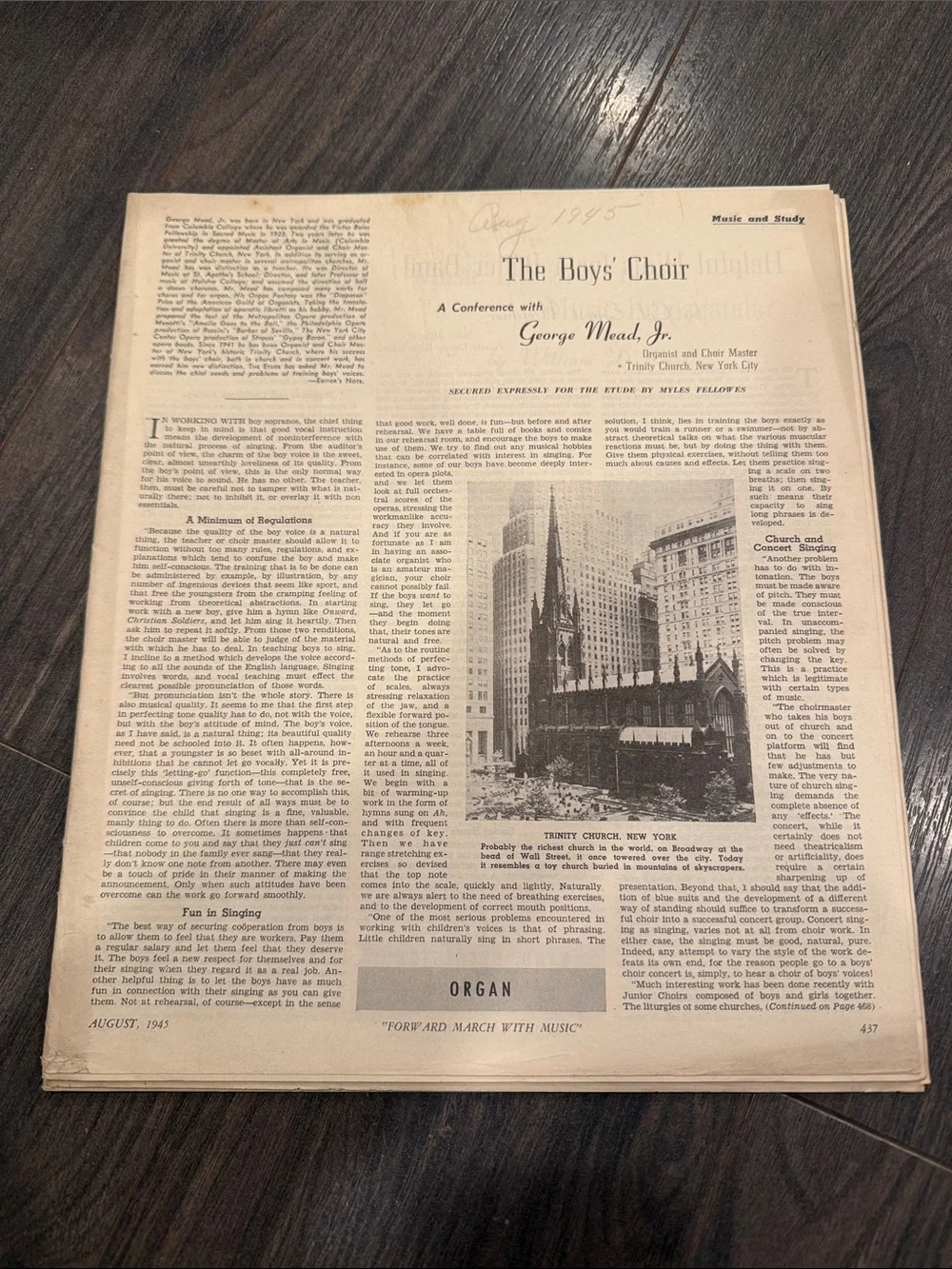 Vintage Boys' Choir Wall Art Print - Cream Newspaper Page